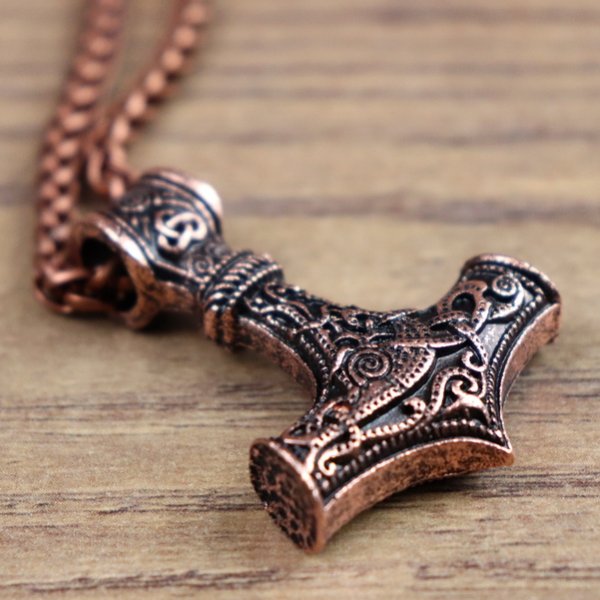 Necklace "Thor's Hammer" copper-colored, animal ornament