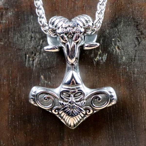 Halskette "Thors Hammer" mit Widderkopf