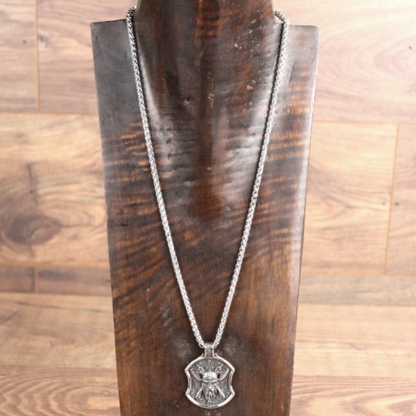 Necklace "Medallion Viking Head with 2 Axes"