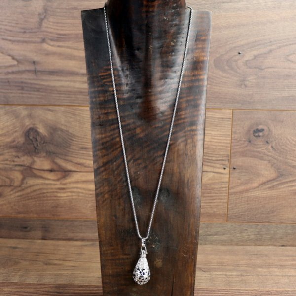 Pomander, Duftkette in Tropfenform mit Strasssteinen Farbe: Silber