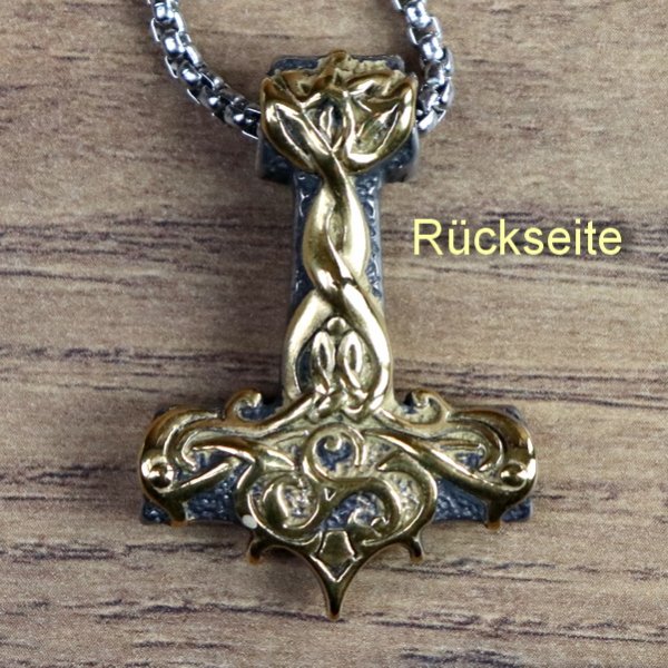 Necklace "Thor's Hammer" gold-colored, triskelion
