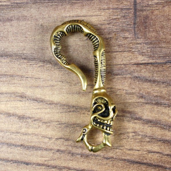 Haken für Hosenkette / Schlüsselhaken "Skull" Messing