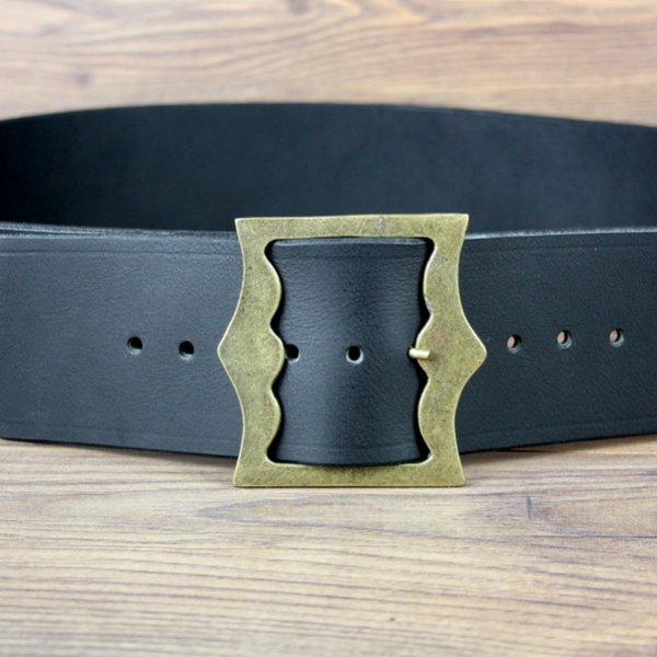 7,5 x 146 cm - Piraten Gürtel, Büffelleder, Schwarz AM
