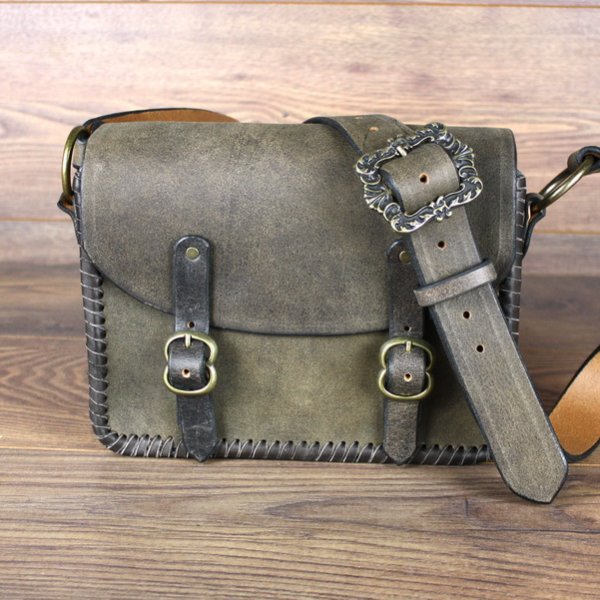 Handtasche, groß, Buchtasche - Antik-Braun