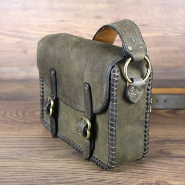 Handtasche, groß, Buchtasche - Antik-Braun
