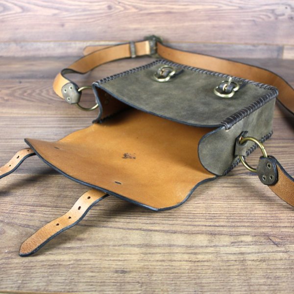 Handtasche, groß, Buchtasche - Antik-Braun