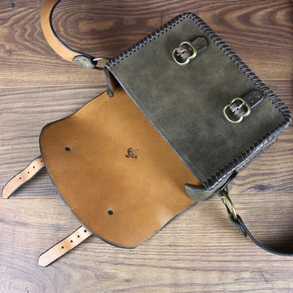 Handtasche, groß, Buchtasche - Antik-Braun