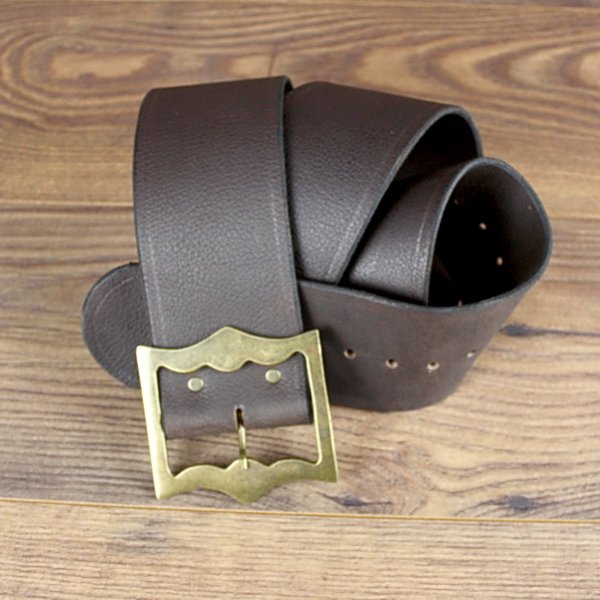 7,5 x 120 cm Piraten Gürtel, Büffelleder, braun / Umfang 83 - 103 cm