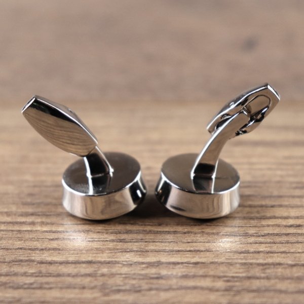 Manschettenknöpfe - Kompass Weiß-blaues Ziffernblatt, beweglich