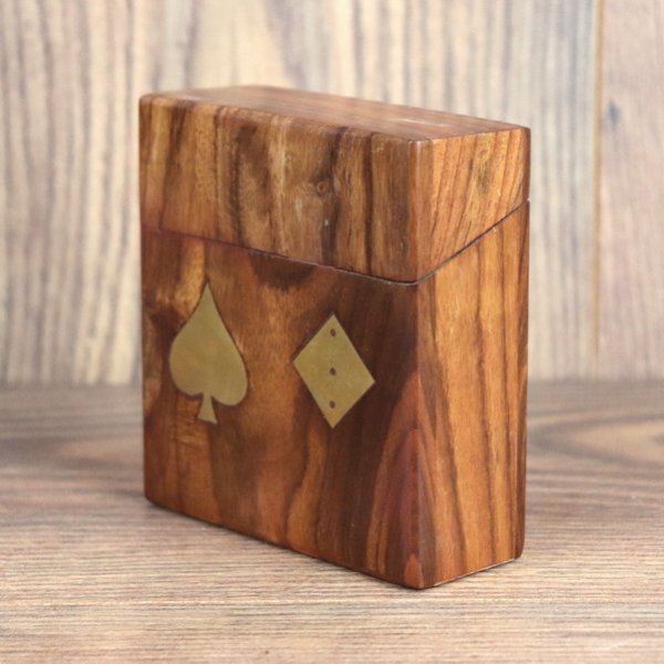 Spielkarten und Würfel Box Holz