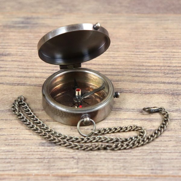 Compass on chain in antique look