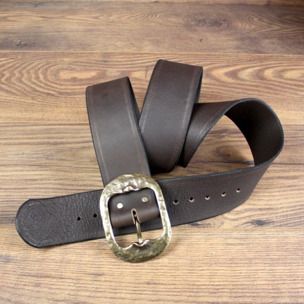 6 x 142 cm Piraten Gürtel, Büffelleder, braun, Ovale Schnalle AM