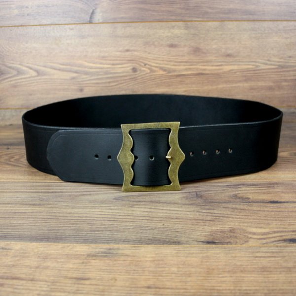 7,5 x 146 cm - Piraten Gürtel, Büffelleder, Schwarz AM