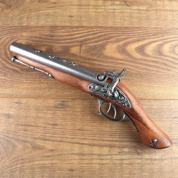 Replik - Doppelläufige Perkussions Piratenpistole - Grau