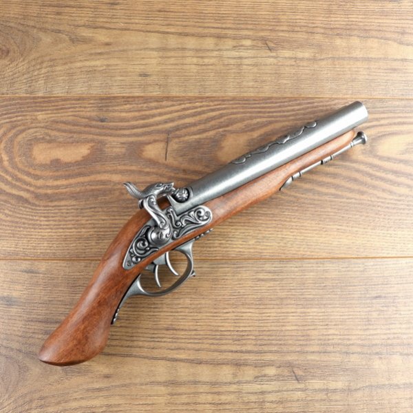 Replik - Doppelläufige Perkussions Piratenpistole - Grau