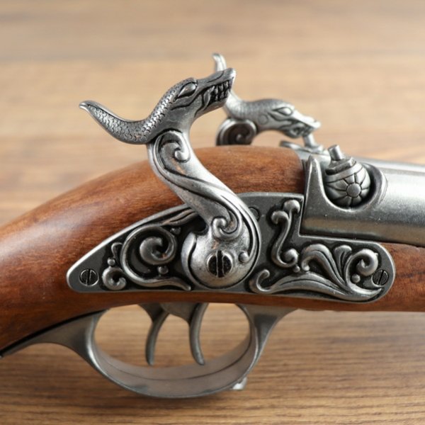 Replik - Doppelläufige Perkussions Piratenpistole - Grau