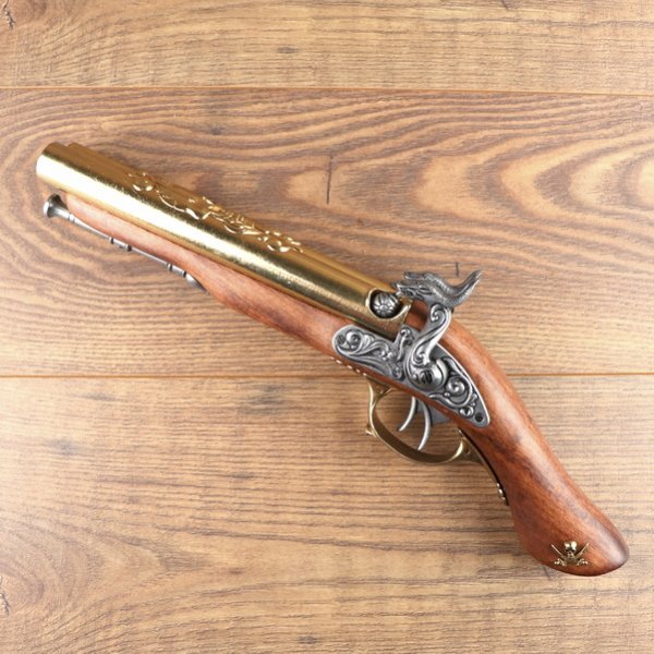 Replik - Doppelläufige Perkussions Piratenpistole - Grau