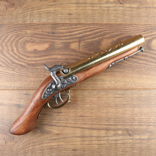 Replik - Doppelläufige Perkussions Piratenpistole - Grau