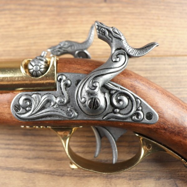 Replik - Doppelläufige Perkussions Piratenpistole - Grau