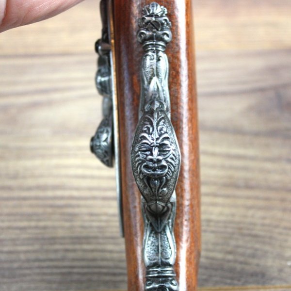 Deko Steinschloss Pistole, Tromblon, Holz / Metall, grau - Replik