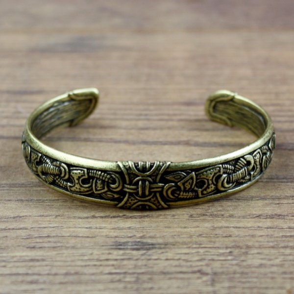 Metall Armband Wikinger, Schlangen Muster - Farbe: Bronze