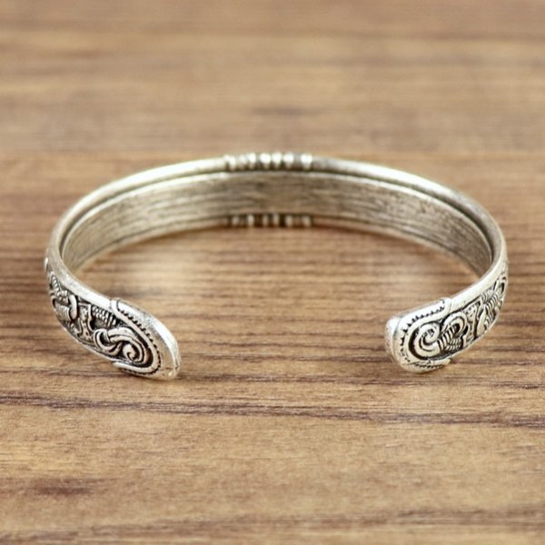 Metall Armband Wikinger, Schlangen Muster - Farbe: Silber