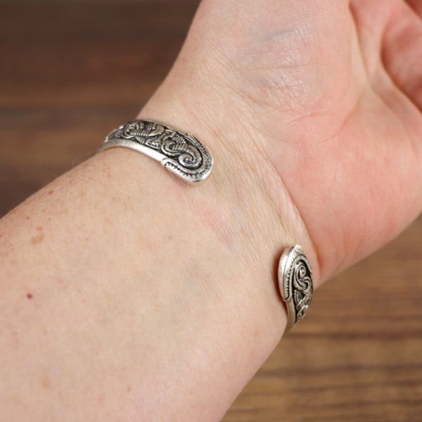 Metall Armband Wikinger, Schlangen Muster - Farbe: Silber