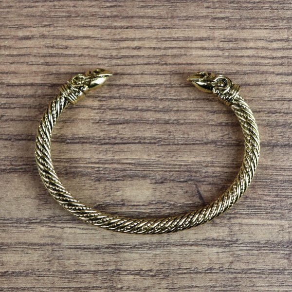 Metall Armband Rabe, geschlossener Schnabel - Farbe: Messing