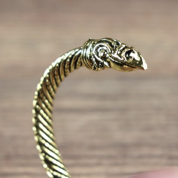 Metall Armband Rabe, geschlossener Schnabel - Farbe: Messing