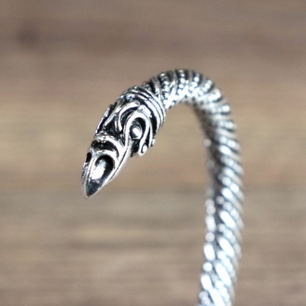 Metall Armband Rabe, geschlossener Schnabel - Farbe: Silber