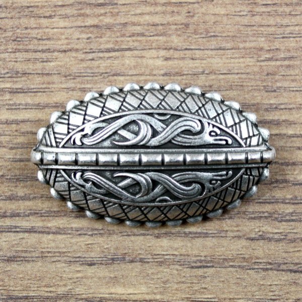 Wikinger ovale Brosche, Schalenfibel "Drachenschild" - Altsilber