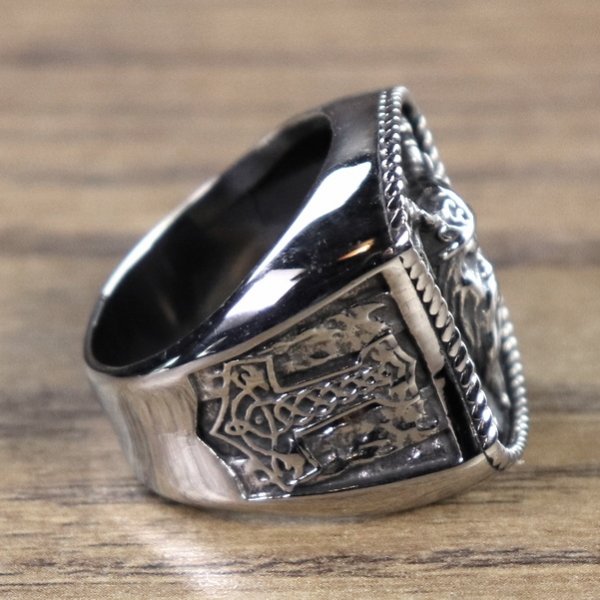 Axt Ring mit Kopf, silberfarben