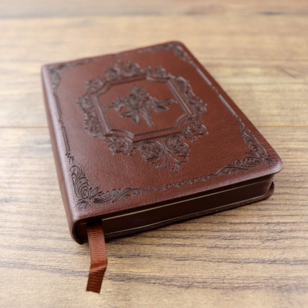 Kunstleder Notiz Buch - Rosenmuster - Dunkelbraun
