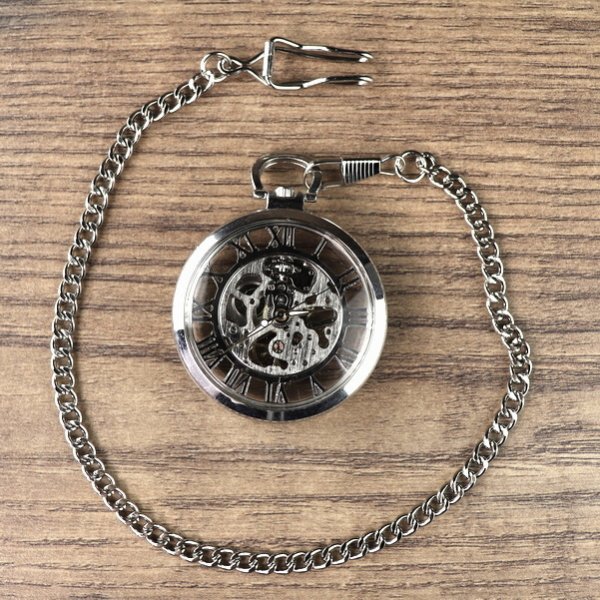 Mechanische Taschenuhr, Skelett Uhr mit römischen Ziffern, S