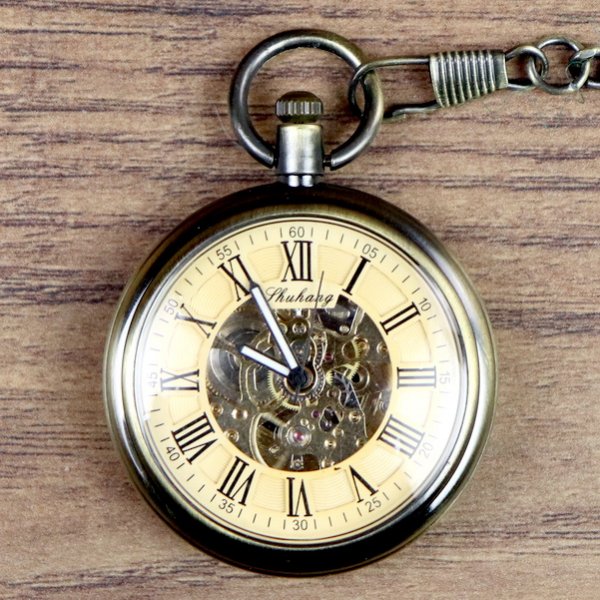 Klassische Mechanische Uhr ohne Klappdeckel, Halbautomatik, Zifferblatt Beige