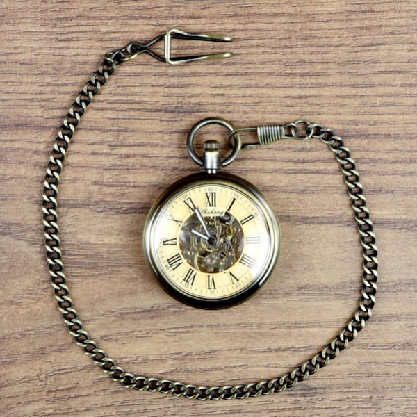 Klassische Mechanische Uhr ohne Klappdeckel, Halbautomatik, Zifferblatt Beige