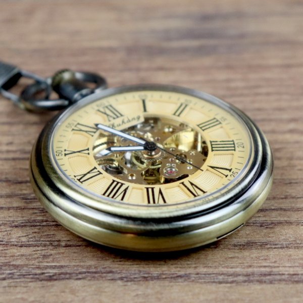 Klassische Mechanische Uhr ohne Klappdeckel, Halbautomatik, Zifferblatt Beige
