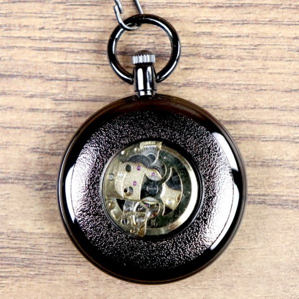 Klassische Mechanische Uhr ohne Klappdeckel, Halbautomatik, Schwarz
