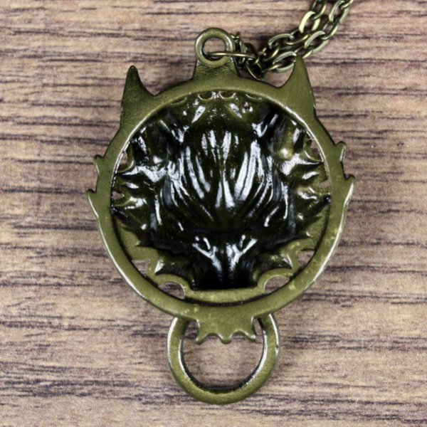 Wolfskopf, Fenris, mit Ring, altmessingfarben