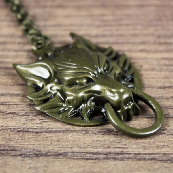 Wolfskopf, Fenris, mit Ring, altmessingfarben