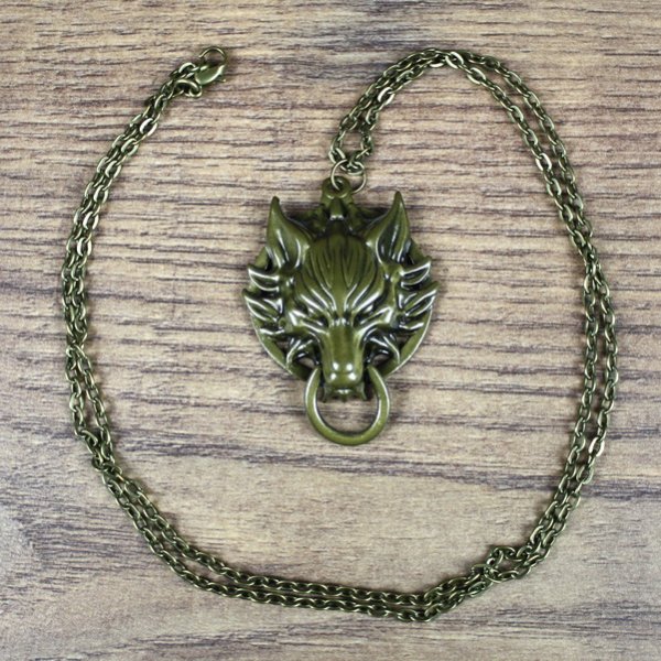 Wolfskopf, Fenris, mit Ring, altmessingfarben