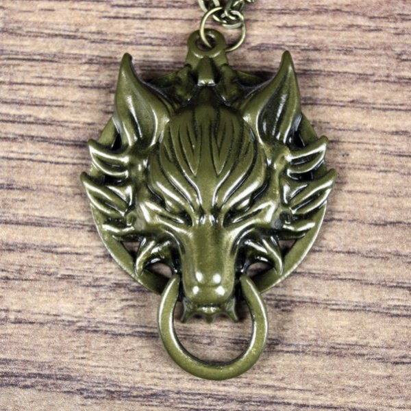 Wolfskopf, Fenris, mit Ring, altmessingfarben