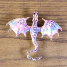 Dragon Brooch - spread wings, top view, pink-blue