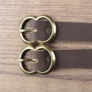 Boot straps, dark brown/plain antique brass