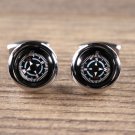 Manschettenknöpfe - Kompass Weiß-blaues Ziffernblatt, beweglich